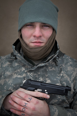 Pfc. Lee Pray vows he'll fight to the death if a rogue US government "forces us to engage."