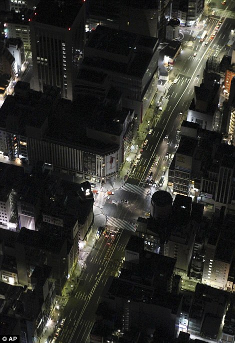 Scheduled blackouts at the main streets of Ginza shopping district