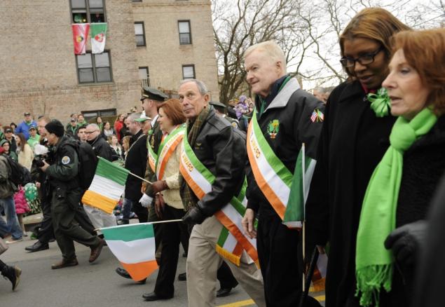 Mayor Michal Bloomberg and Christine Quinn marched in the Saint Patrick's Day Parade held today in Far Rockaways. Photo taken along Newport Avenue on March 2, 2013.