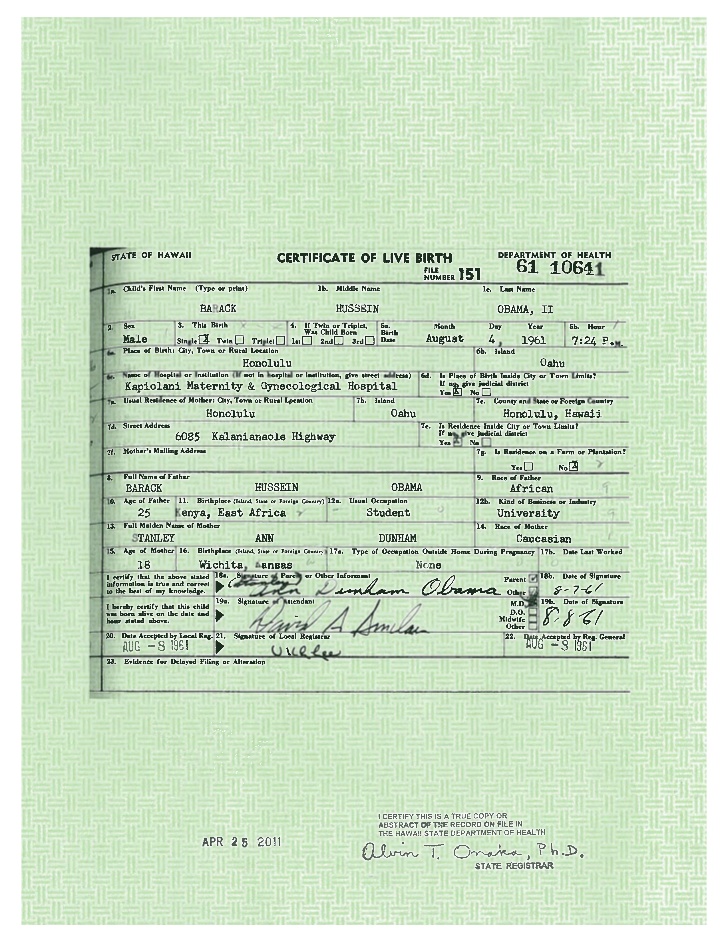 birth certificate